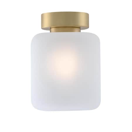 Westinghouse Fixture Ceiling SemiFlush-Mount 60W Judd 8In Chmpgn Brass Frosted Glass 6131100